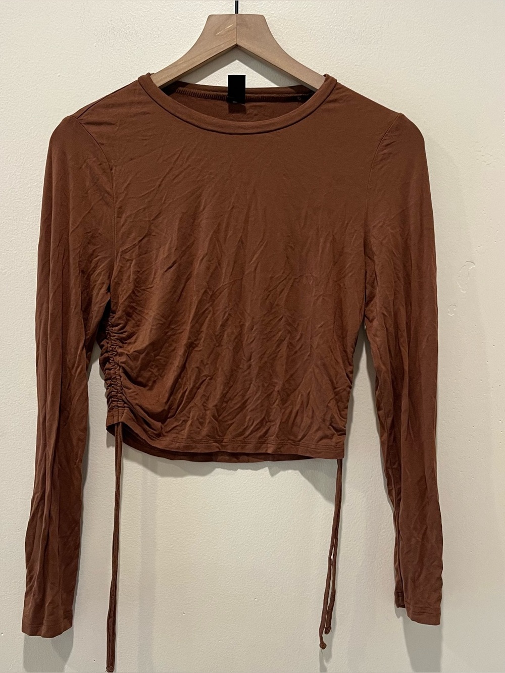 Shein Brown Long Sleeve Shirt with side scrunch ties - women’s size large